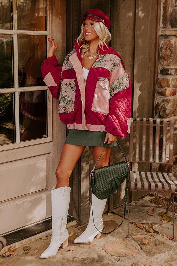 Ultimate Cozy Couture Quilted Jacket in Sangria