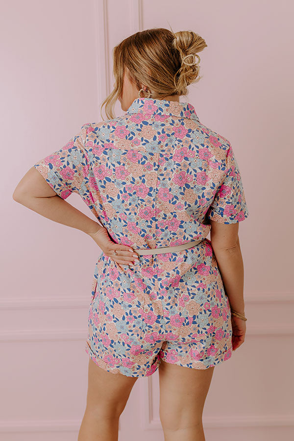 Ultimate Floral Denim Romper - Pink Bloom Edition