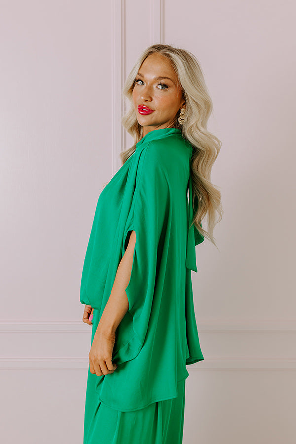 Premium Always With You Shift Top - Chic Green Satin