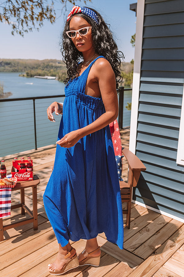 Premium Royal Blue Summer Midi Dress