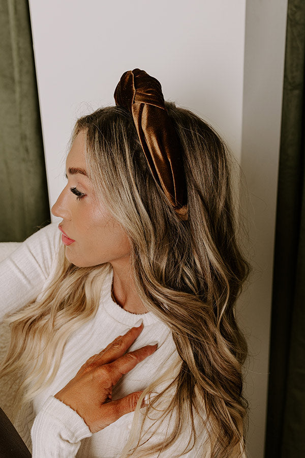 Premium Velvet Headband - Mocha Chic