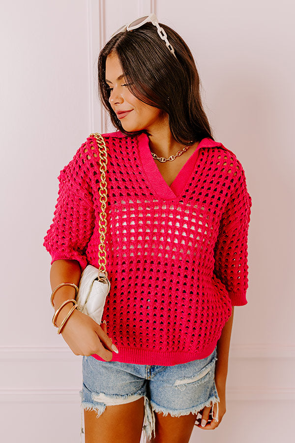 Ultimate Beachside Bliss Knit Top - Hot Pink