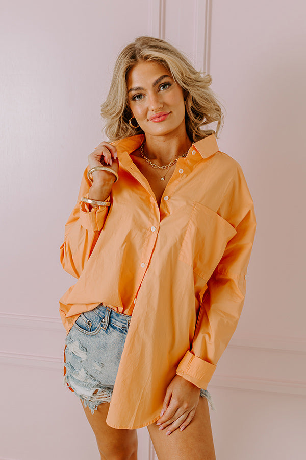 Premium Lucky Charm Orange Button-Up Top