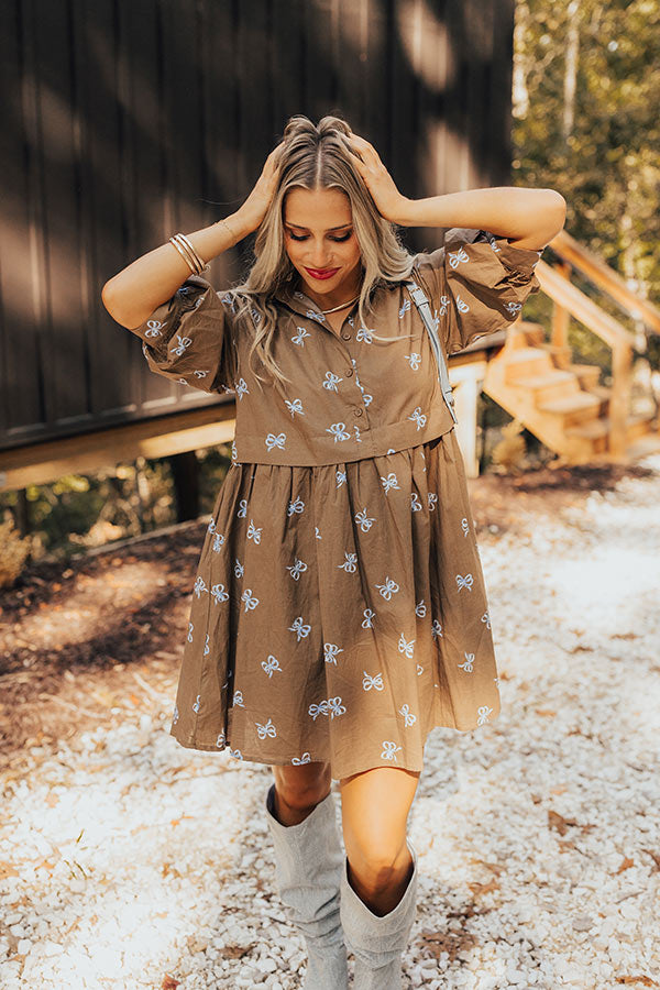 Ultimate Mocha Bow Mini Dress - Effortless Elegance