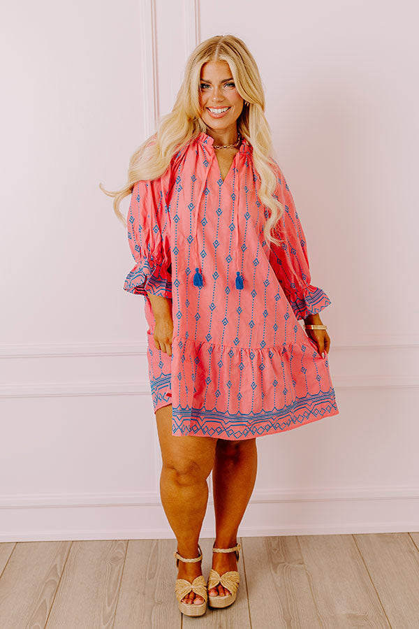 Premium Charleston Stroll Embroidered Mini Dress - Pink Curves Design