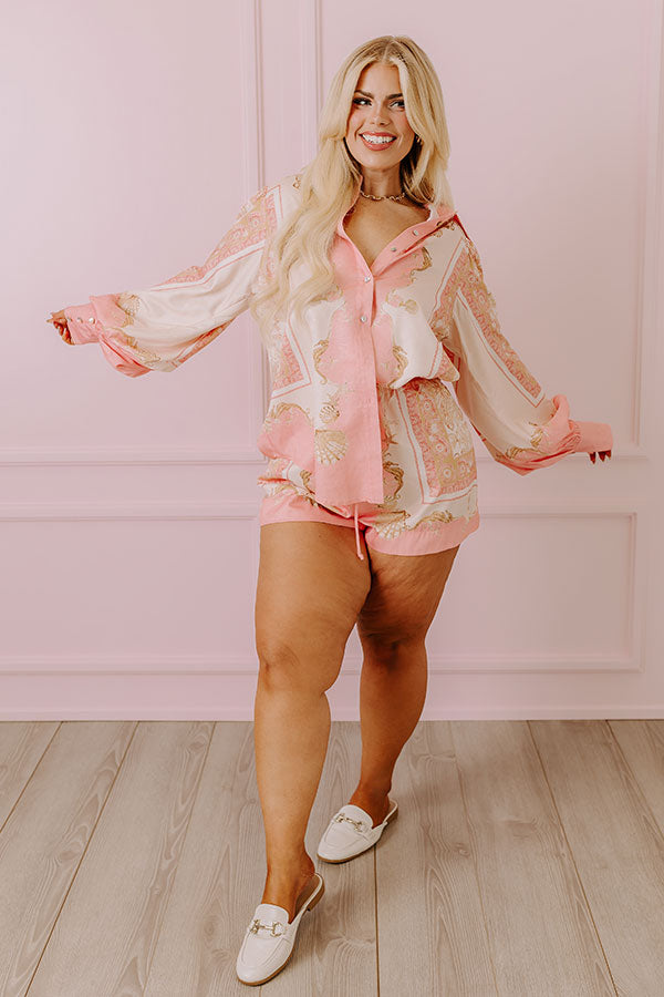 Premium Seashell Bliss Shorts - Pink Curves Edition