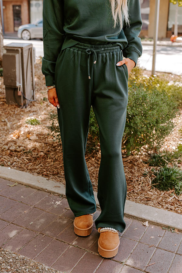 Premium Cozy Casual High Waist Wide Leg Pants - Ultimate Comfort in Hunter Green