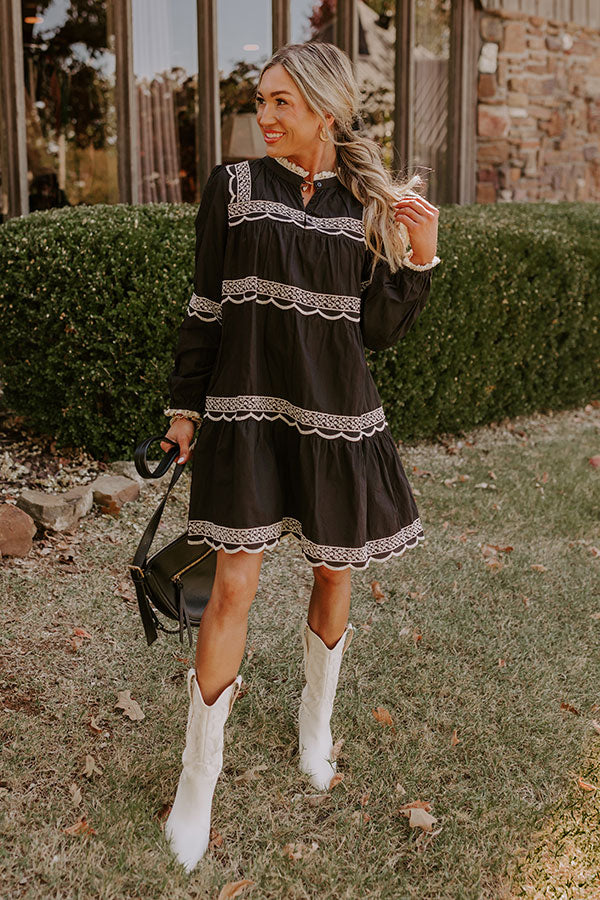 Ultimate Thankful Moment Embroidered Mini Dress - Black