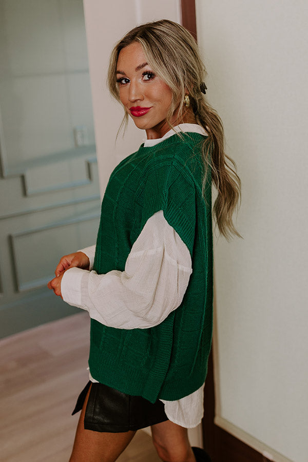 Premium Venice Vision Sweater Top - Hunter Green