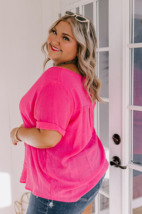 Premium Coastal Breeze Shift Top - Hot Pink Curves | Ultimate Summer Style