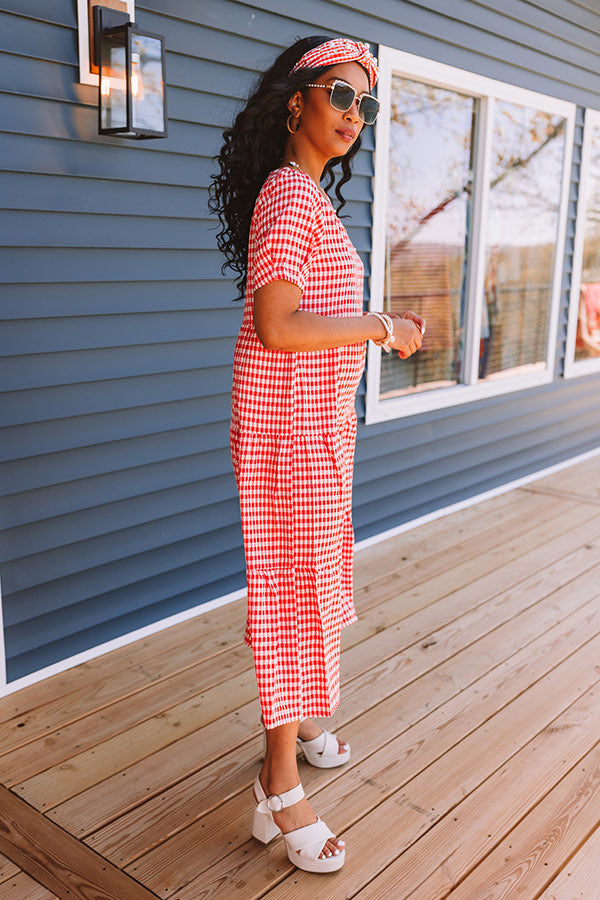 Premium Freedom Rings Gingham Midi Dress