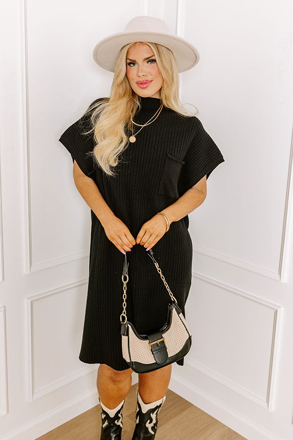 Premium Autumn Ribbed Sweater Dress - Black Curves Edition