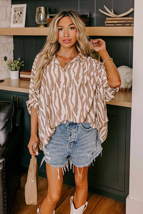 Ultimate Zebra Print Button-Up Top