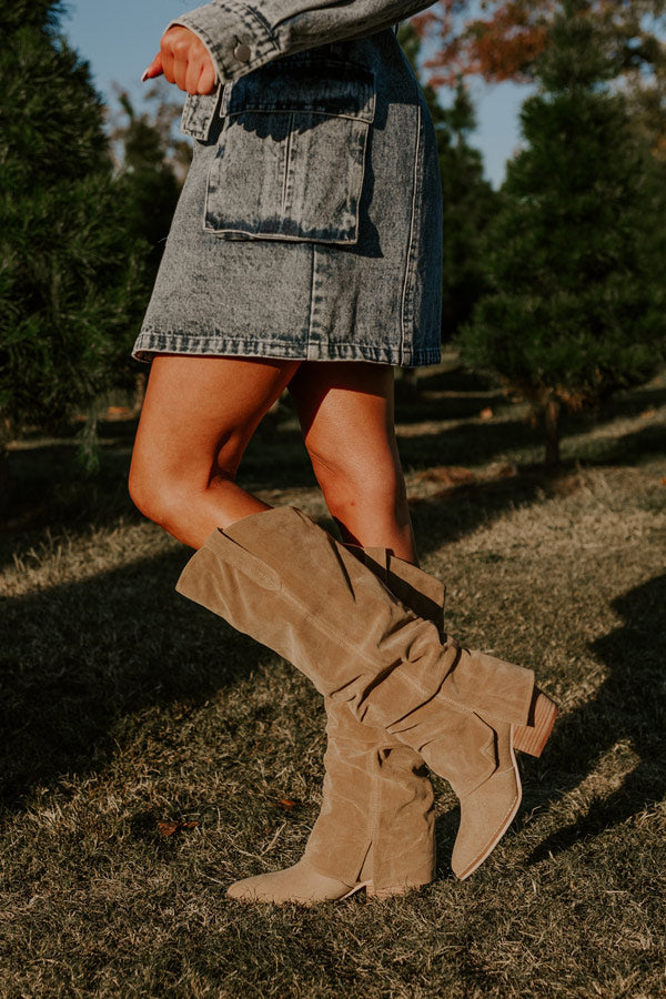 Premium Faux Suede Knee-High Boots in Taupe - Ultimate Style & Comfort