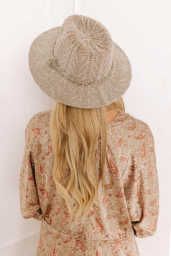 Premium Taupe Chenille Fedora Hat - Fall Dreaming Collection