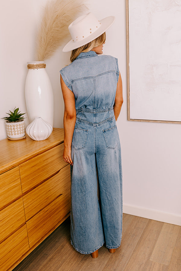 Premium Central Park Denim Jumpsuit - Ultimate Wide-Leg Style