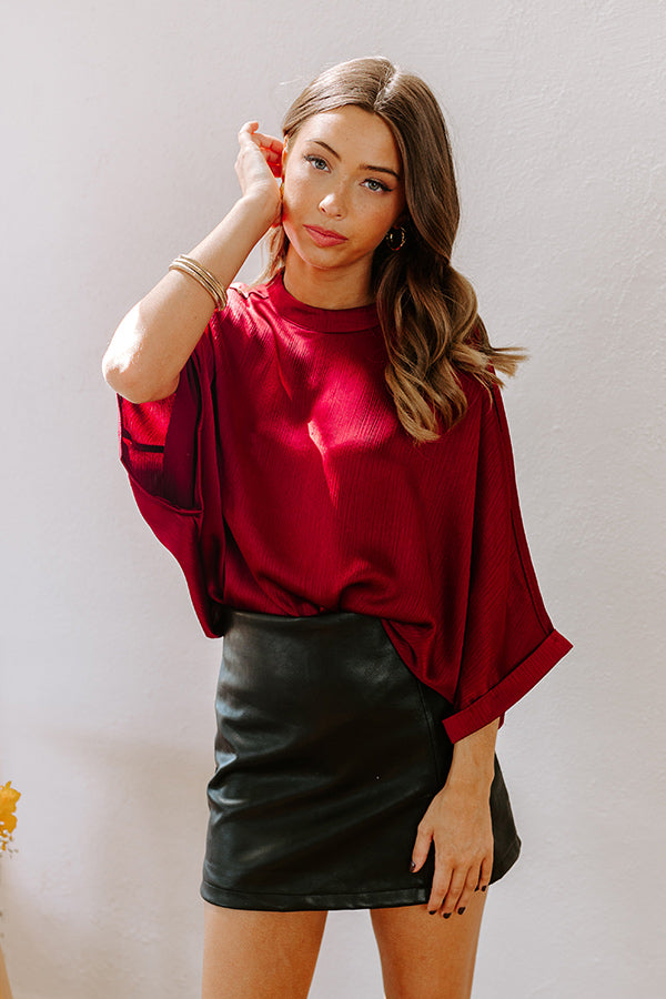 Premium City Lights Satin Top - Wine Elegance