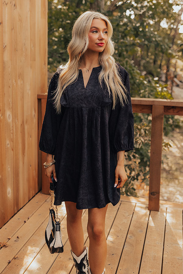 Ultimate Chic Black Corduroy Mini Dress