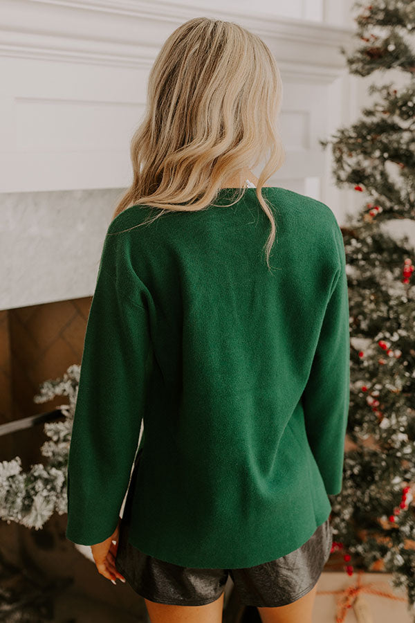 Premium Coffee Chic Knit Sweater Top - Hunter Green