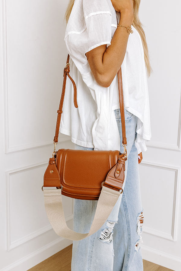 Premium Faux Leather Crossbody Bag in Cinnamon - Ultimate Style Companion