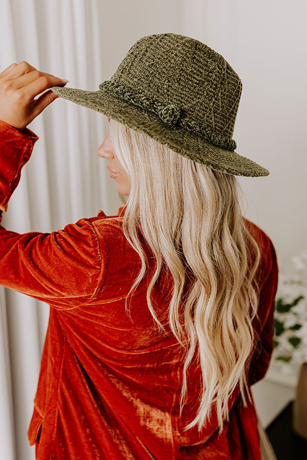 Premium Olive Chenille Fedora Hat – Fall Dreaming Collection