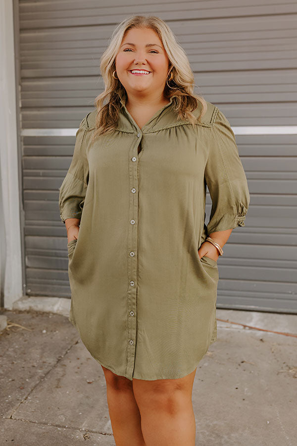 Premium Olive Curves Mini Dress with Braided Accents