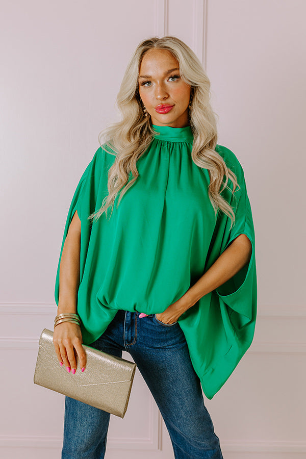 Premium Always With You Shift Top - Chic Green Satin