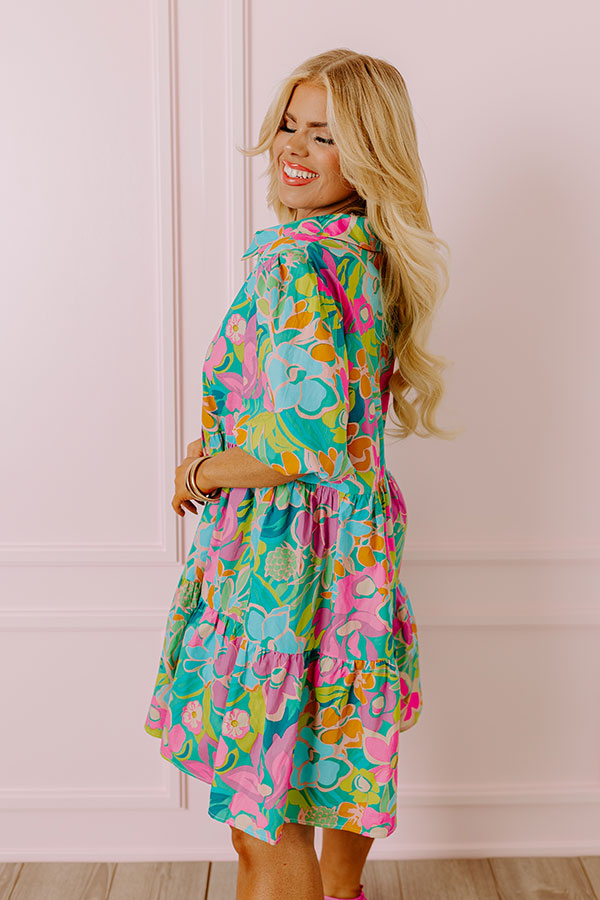 Ultimate Lagoon Luxe Floral Mini Dress for Curves