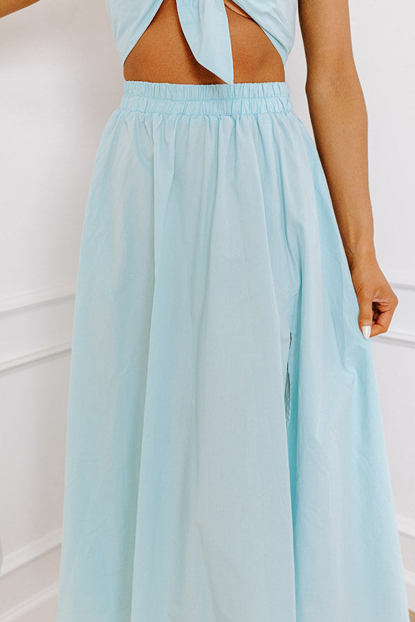 Premium Sky Blue High Waist Maxi Skirt - Ultimate Chic Style