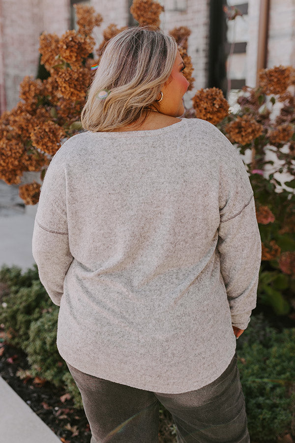 Premium Cozy Coast Shift Top - Grey Curves Plus Size