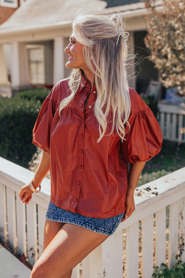 Premium Faux Leather Rust Top - Ultimate Style Upgrade