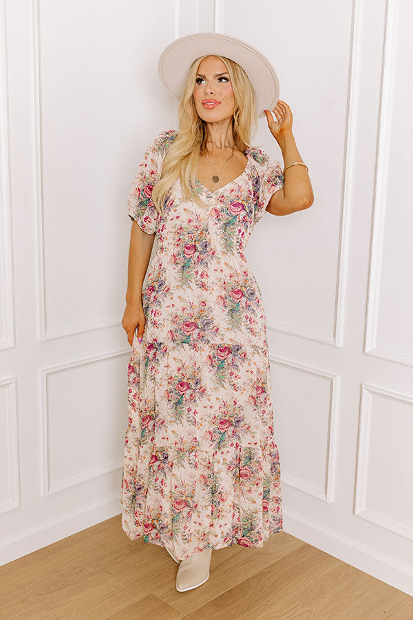 Premium English Rose Garden Midi Dress