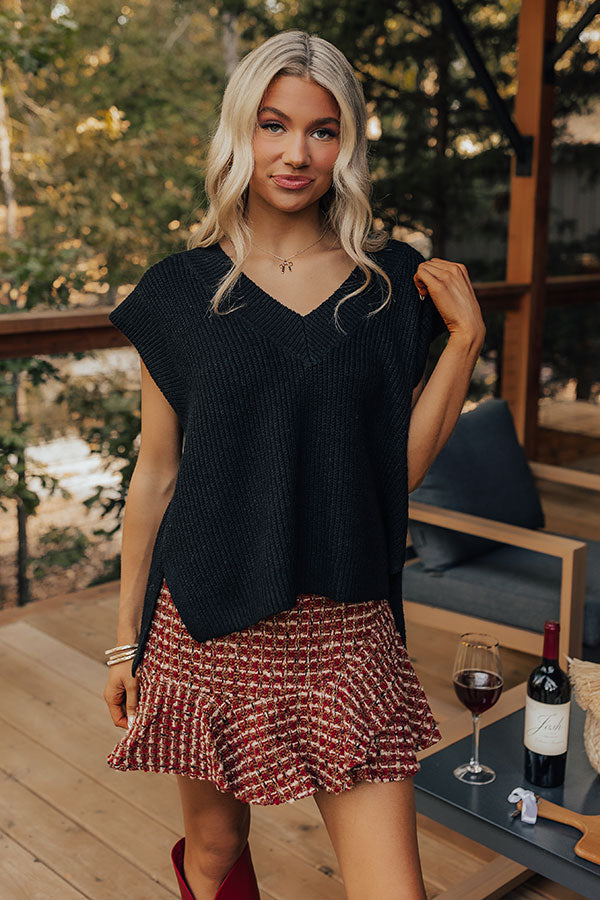 Premium Cinnamon Sugar Kisses Knit Top - Black