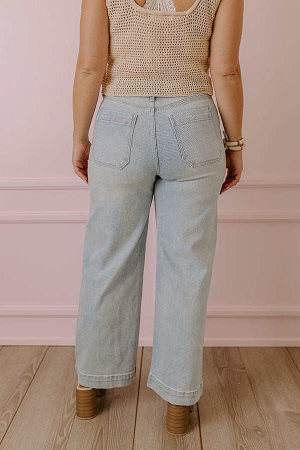Premium High Waist Cargo Jeans by Just USA – Light Wash Denim