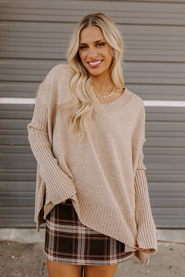 Premium Falling Leaves Knit Sweater in Iced Latte - Ultimate Style Upgrade