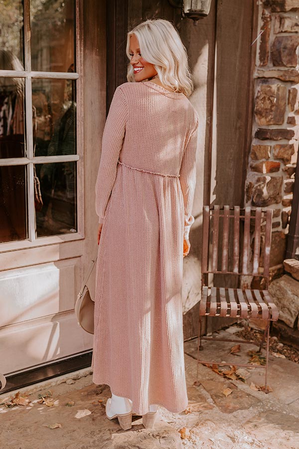 Premium Rustic Rose Waffle Knit Maxi Dress - Cozy Everyday Style