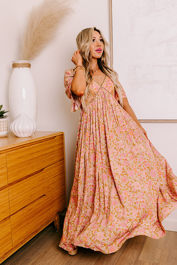 Premium Florence Stroll Maxi Dress - Boho Chic in Blush