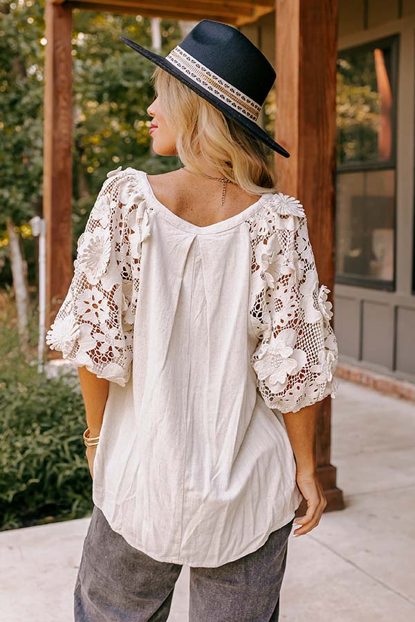 Premium Boho Love Linen-Blend Shift Top | Light Oatmeal Curves