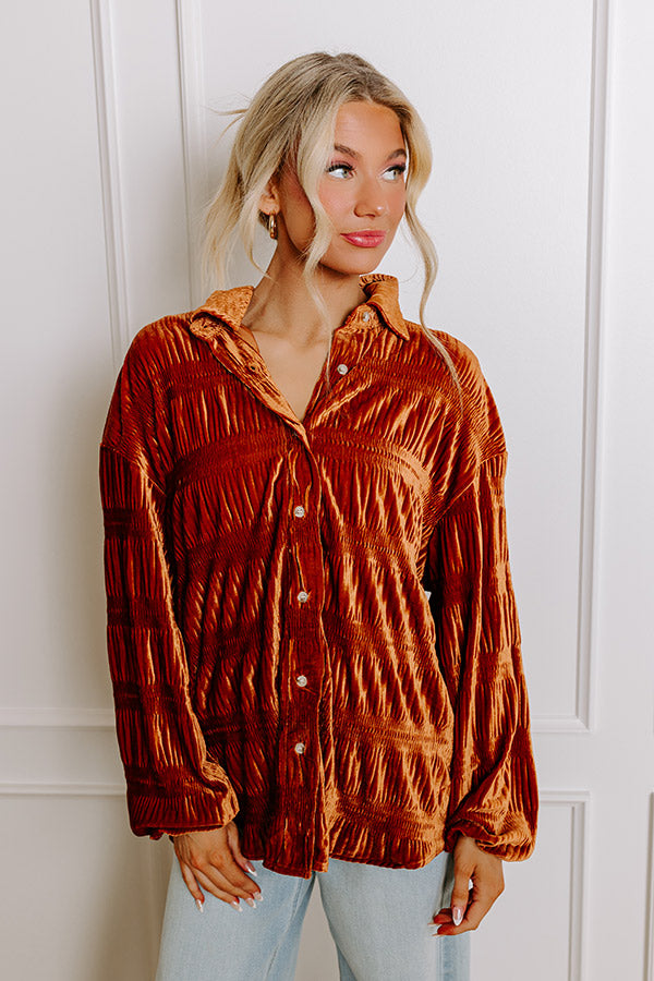 Premium Velvet Elegance Top - Rust Edition