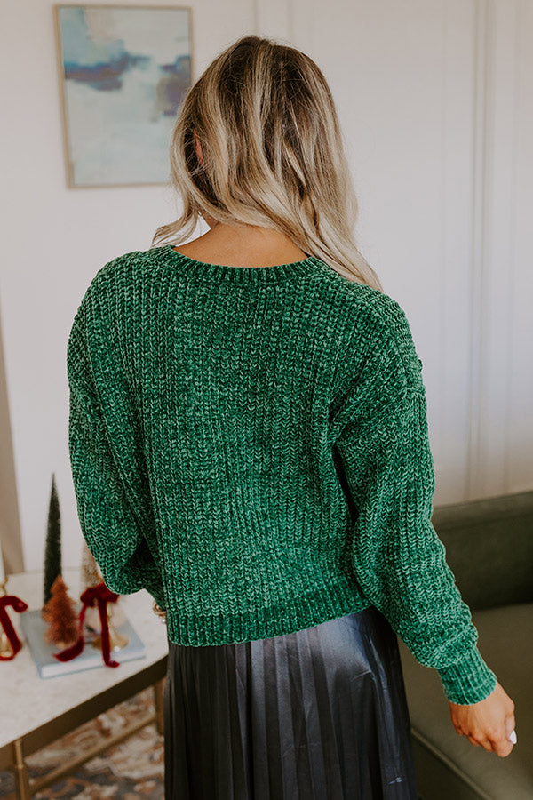 Premium Fall Sentiments Chenille Sweater - Ultimate Cozy Green