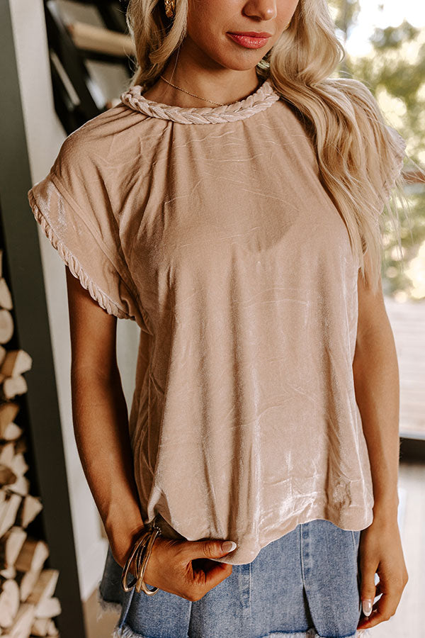 Premium Velvet Glam Top - Champagne Luxe