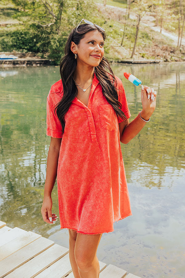 Premium Red Chambray Mini Dress - Ultimate BBQ Style