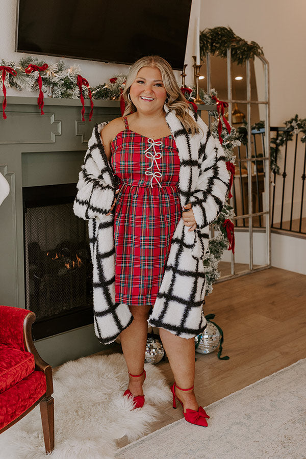 Premium Mistletoe Plaid Mini Dress - Ultimate Holiday Glam