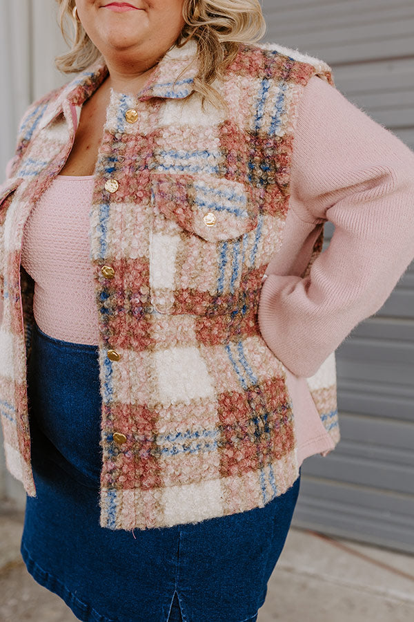 Premium Plaid Knit Jacket - Blush Curves Edition