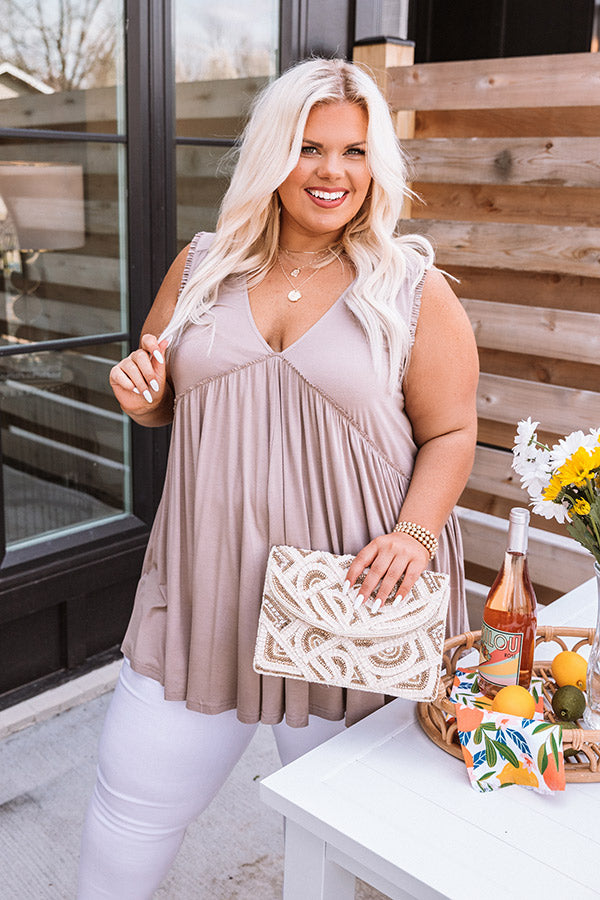Premium Adley Babydoll Shift Tank in Mocha Curves - Ultimate Comfort for Plus Size
