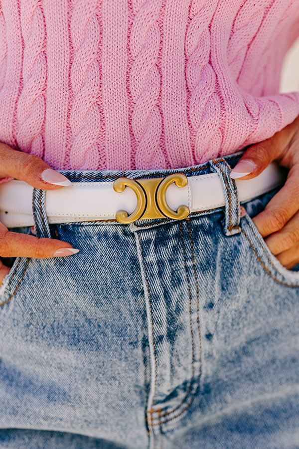 Premium Salina Vegan Leather Belt - White