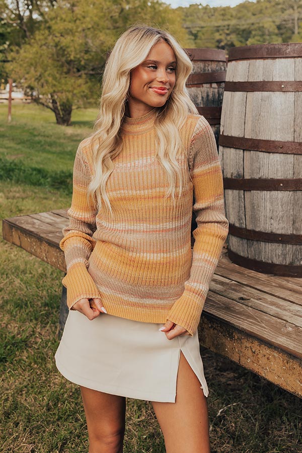 Premium Vermont Views Ribbed Knit Sweater in Honey