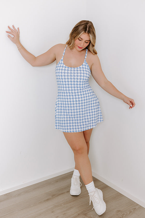 Ultimate Airy Blue Houndstooth Athletic Dress - Sporty & Stylish