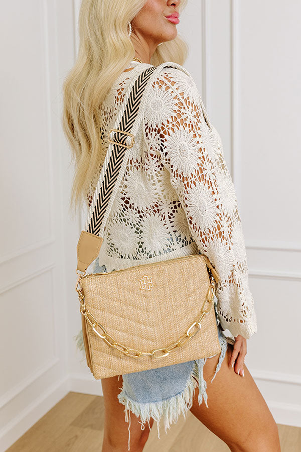 Premium Natural Raffia Woven Crossbody Bag