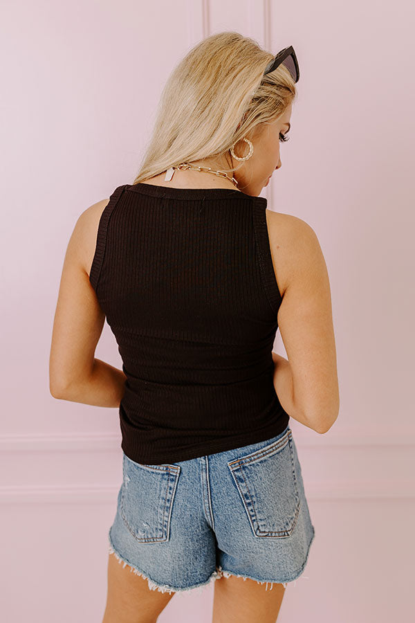 Ultimate Carefree Days Ribbed Tank - Black